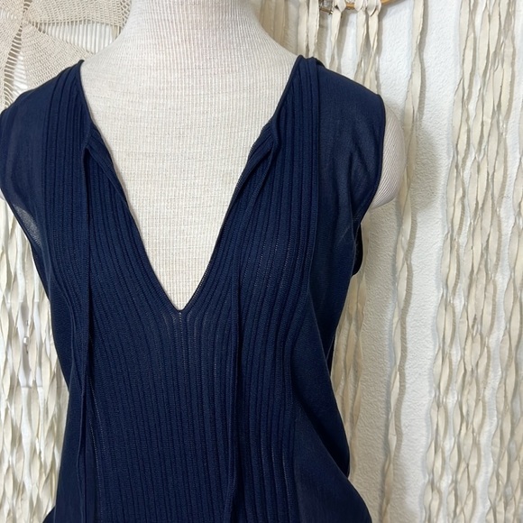 Agnona Navy Blue Silk Cotton Knit Dress 44 - Picture 1 of 11